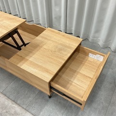 KJ-35【新入荷　リサイクル品】ニトリ　Nヒバリ　L2 昇降センターテーブル　リフトアップ式　ナチュラルの画像