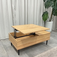 KJ-35【新入荷　リサイクル品】ニトリ　Nヒバリ　L2 昇降センターテーブル　リフトアップ式　ナチュラルの画像