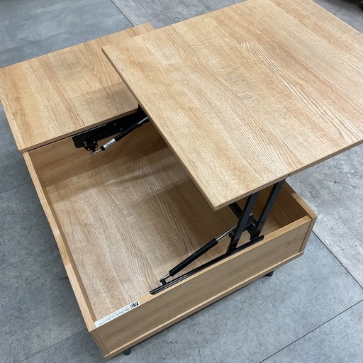 KJ-35【新入荷　リサイクル品】ニトリ　Nヒバリ　L2 昇降センターテーブル　リフトアップ式　ナチュラル