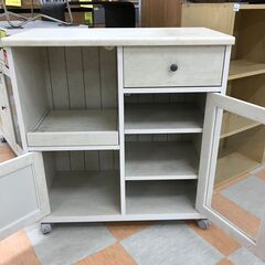 【ジャングルジャングル石川金沢店】レンジ台 ニトリ カントリー調 白 幅(W)75×奥行(D)40×高さ(H)80cm ※クリーニング済みの画像