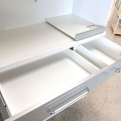 レンジボード 幅約89cm キッチン収納 高橋木工所 ラディア90 キッチン引き戸 グレー系×ホワイト 食器棚 ☆ 札幌市北区屯田 の画像