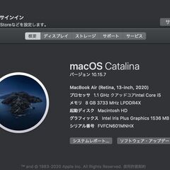 【現状品】MacBook Air（Retina,13インチ,2020）256GB/8GB〈MWTJ2J/A〉④の画像