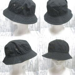 ( M-975 )NEWHATTAN ツイルコットン ブラック S/Mサイズ バケットハット バケハ ニューハッタン 帽子 黒 BLACK 無地 中古の画像