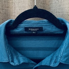 BURBERRY ストライプ ポロシャツ Lサイズ ネイビーの画像