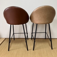 LOWYA ブラウン　ベージュ　カウンターチェア　セットの画像