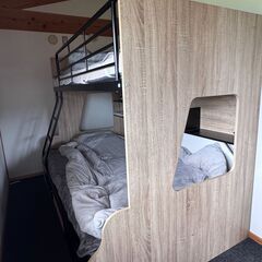 親子二段ベッド シングル＋セミダブル Lagos(ラゴス)  ヴィンテージオーク×ブラック！！の画像