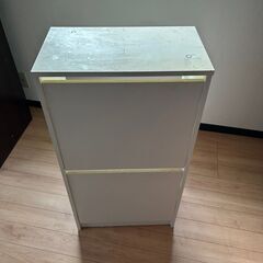 シューズボックス 2個白 おしゃれ モダン 薄型 省スペース 靴 収納 玄関収納 下駄箱 シューズキャビネット シューズラック の画像