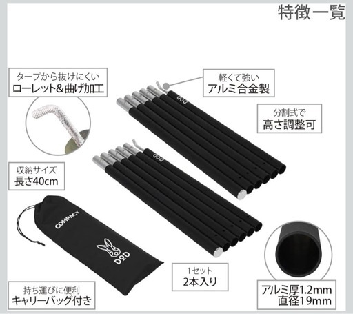 DODヤドカリテント、グランドシート、ポール
