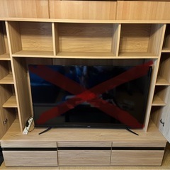 テレビ台 ハイタイプ 収納一体型 幅200 テレビボード TV台 60V型対応 棚 引き出し AVラック 壁面収納 背面コード収納 壁ピタ構造 木目の画像