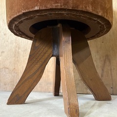 丸椅子　回転椅子　カバー付き　レトロ　アンティーク　古家具　高さ約42cm　直径約35cm　ジャンクの画像
