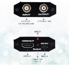 TVI/CVI/AHD to HDMI 変換アダプター 4K 720P 1080P 3MP 4MP 5MP 8MP BNC to HDMIビデオアダプター TVI CVI AHD CVBS BNCビデオ信号 変換 HDTV/DVR/モニター 対応の画像