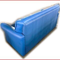 【￥7700-】3人掛けソファ ソファー ブルー レザーの画像