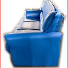 【￥7700-】3人掛けソファ ソファー ブルー レザーの画像