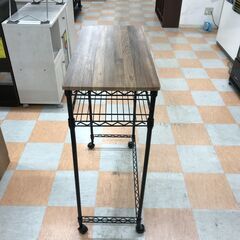 【ジャングルジャングル石川金沢店】メタルラック 天板木製 茶/黒 幅(W)76×奥行(D)36×高さ(H)94.4cm ※クリーニング済みの画像