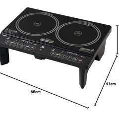 【中古】山善YAMAZENヤマゼン 2口IH調理器 脚付き 1400W YES-WL1456-Bの画像