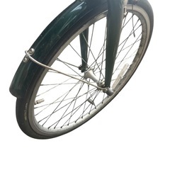 【ジ1020-15】通勤時に便利‼️折りたたみ不可 シティサイクル風 ミニベロ（グリーン系） ※軽量フレーム／外装6段変速の画像