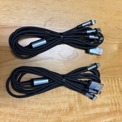 3in1  急速充電USBケーブル ２本セット Type-C、Micro USB、Type-L 3種類のコネクタ 180度回転可能の画像