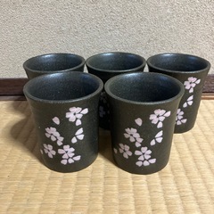 桜柄　湯呑み5個の画像