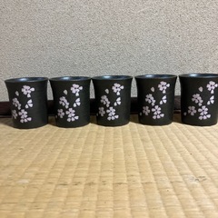 桜柄　湯呑み5個の画像