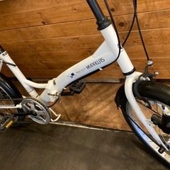 【後輪タイヤ・後輪チューブ新品！】ダイナモライト付き　6段変速　20インチ折りたたみ自転車　ホワイトの画像