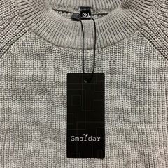 Gmaldar ニット メンズ セーター 綿100% Uネック グレーの画像