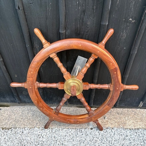 ⚓古い船舵 木製ハンドル ラット トップ 操舵輪 オブジェインテリアに