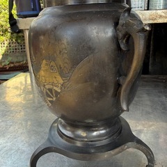 伝統工芸 工芸品 工芸　美術　薄端 うすばた 花器 銅製　真鍮製　金属　アンティークの画像