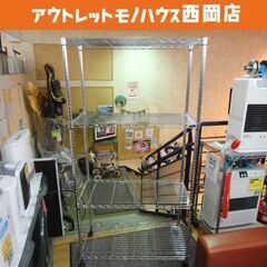 4段 スチールラック 幅90㎝ 奥行45㎝ 高さ180㎝ 棚板4枚  キャスター付 メタルラック 札幌市 西岡店 の画像