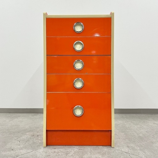 昭和レトロ チェスト オレンジ タンス 5段 引き出し収納 当時物 ミニ
