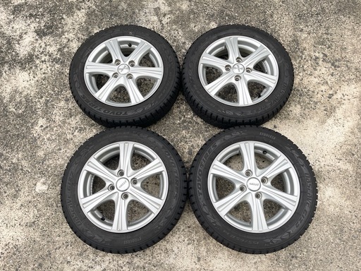 1001-5）軽自動車全般14インチアルミスタッドレス155/65R14トーヨータイヤオブザーブGIZ2中古4本セット！中古品