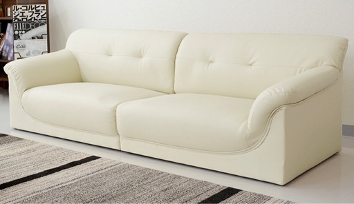 ３人掛けソファー　ホワイト