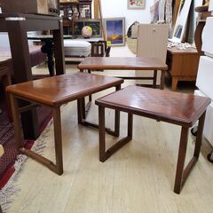 ネストテーブル 3個セット 木製 サイドテーブル コーナーテーブル 飾り台◆横幅60㎝×奥行40㎝×高さ41㎝◆近隣配送無料 買取帝国 朝霞店の画像