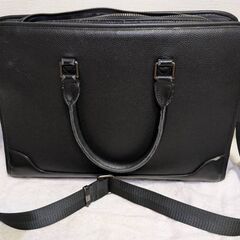 [中古](配達可条件有) PABIN ビジネスバッグ レザー 本革 ブリーフケース メンズ 男性 ショルダー A4 PC収納 手提げ 軽量の画像