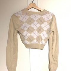 Ｈ＆Ｍ チェック柄ショート丈カーディガンの画像