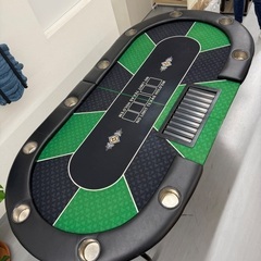 折りたたみ式ポーカーテーブル／10人用／チップ置き付き／カジノ風テーブル／引き取り限定の画像
