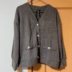 【10/28迄】美品 HK WORKS LONDON カーディガン グレージュ Lサイズの画像