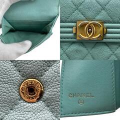 シャネル CHANEL 三つ折り財布 ミント ボーイシャネル ブルーの画像