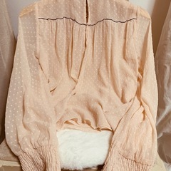 【着用回数少】ZARA ピンクベージュのブラウスの画像