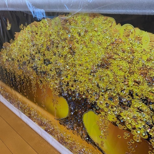新品・未使用　巨大　水晶絵　アートパネル　金のなる木　金運　クリスタル　絵画　アート　ゴールド