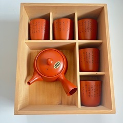【新品未使用】常滑焼 高用造 朱泥 茶器 揃 急須 5客 セットの画像