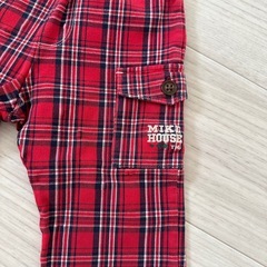 【ミキハウス美品】赤チェックパンツ90ズボンクリスマスの画像