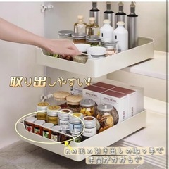 キッチン収納引き出し シンク下収納 スライドラック 引き出し付き 洗面所収納 引き出し 後付け 台所用 おしゃれ 大容量 薄型 の画像