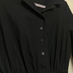 rps レディース プリーツシャツワンピース フリーサイズ 黒 襟付きの画像