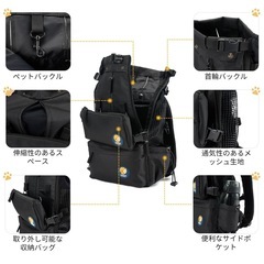  ペットバッグ ペット抱っこバッグ リュック型 抱っことおんぶ兼用バッグの画像