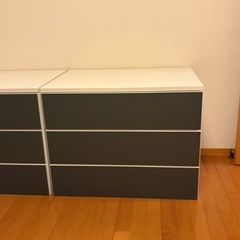 【2台セット】IKEA チェスト 幅80cm 白とダークグレー  の画像