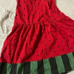 90サイズ チェック柄フリルトップスとドレスセットの画像