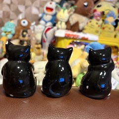 黒猫　陶器　置物　3個セットの画像