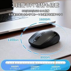 ZKBBA マウス 無線 Bluetooth 2.4GHz ワイヤレスマウス 静音 瞬時接続 3段階DPI切替 Type-c充電式 節電 光学式 高精度 高感度の画像