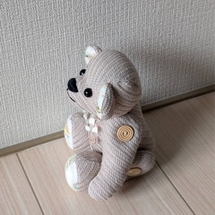 ハンドメイド 手作り テディベア ぬいぐるみ べベージュ 動物柄の画像