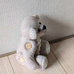 ハンドメイド 手作り テディベア ぬいぐるみ べベージュ 動物柄の画像